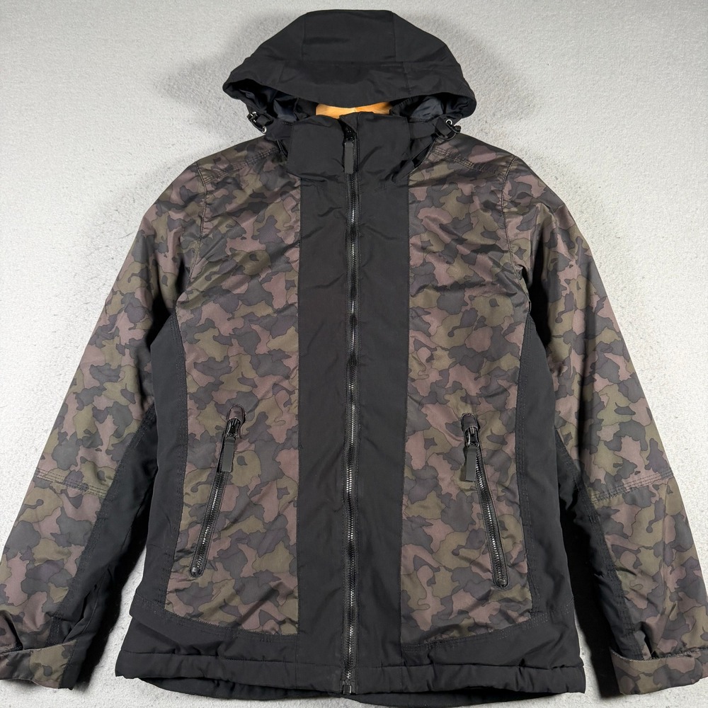Body Glove Womens Hooded Camouflage Jacket Size S Black Green Brown‎ Full Zip